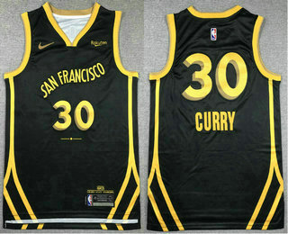 Men's Golden State Warriors #30 Stephen Curry Back 2023 City Edition Swingman Sponsor Stitched Jersey