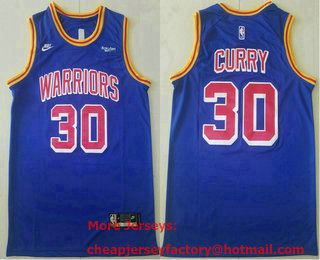 Men's Golden State Warriors #30 Stephen Curry Blue Nike Releases Classic Edition 75th Anniversary Stitched Jersey