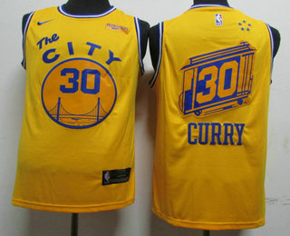 Men's Golden State Warriors #30 Stephen Curry NEW Yellow 2020 NBA Swingman City Edition Jersey