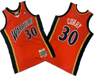 Men's Golden State Warriors #30 Stephen Curry Orange 2009 Throwback Swingman Jersey