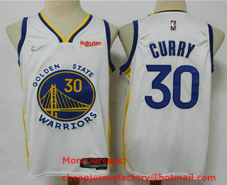 Men's Golden State Warriors #30 Stephen Curry White 75th Anniversary Diamond 2021 Stitched Jersey With Sponsor