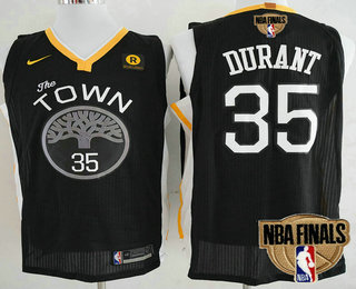 Men's Golden State Warriors #35 Kevin Durant Black The Town 2018 The NBA Finals Patch Nike Swingman Jersey