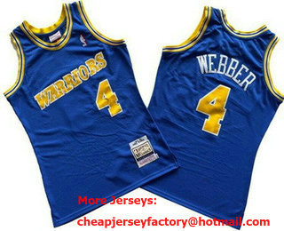 Men's Golden State Warriors #4 Chris Webber Blue 1993 Throwback Swingman Jersey