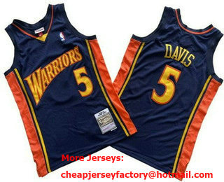 Men's Golden State Warriors #5 Baron Davis Navy 2006 Throwback Swingman Jersey