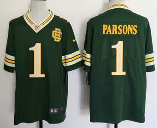 Men's Green Bay Packers #1 Micah Parsons Green 2026 Vapor Rivalries Collection Limited Stitched Jersey