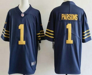 Men's Green Bay Packers #1 Micah Parsons Limited Navy Vapor Jersey