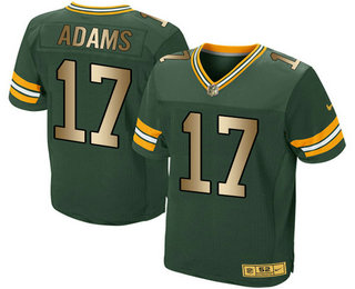 Men's Green Bay Packers #17 Davante Adams Green With Gold Stitched NFL Nike Elite Jersey