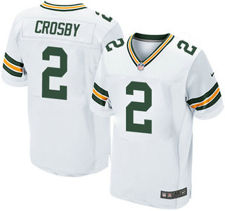 Men's Green Bay Packers #2 Mason Crosby White Road NFL Nike Elite Jersey