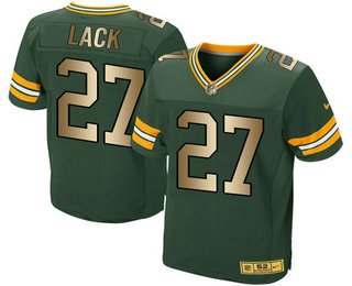 Men's Green Bay Packers #27 Eddie Lacy Green With Gold Stitched NFL Nike Elite Jersey