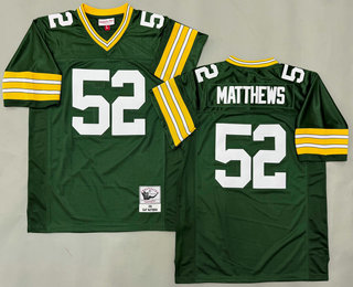 Men's Green Bay Packers #52 Clay Matthews Green 2010 Throwback Jersey