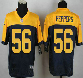 Men's Green Bay Packers #56 Julius Peppers Navy Blue With Gold NFL Nike Elite Jersey