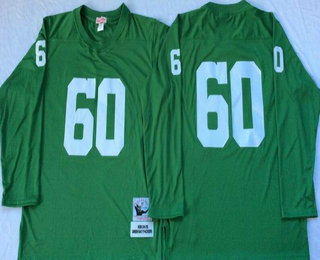 Men's Green Bay Packers #60 Green Long-Sleeved Throwback Jersey by Mitchell & Ness