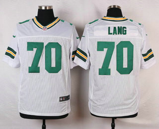 Men's Green Bay Packers #70 T. J. Lang White Road NFL Nike Elite Jersey