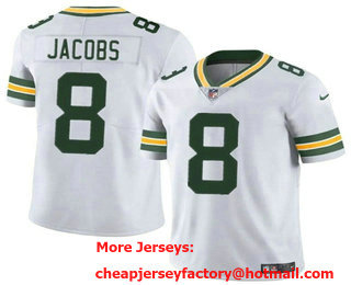 Men's Green Bay Packers #8 Josh Jacobs Limited White Vapor Jersey