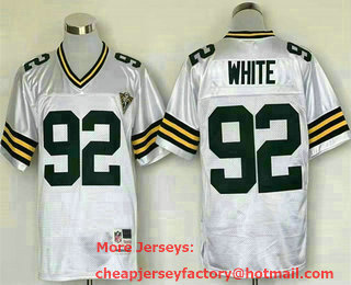 Men's Green Bay Packers #92 Reggie White White 75TH Throwback Jersey