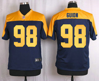 Men's Green Bay Packers #98 Letroy Guion Navy Blue Gold Alternate NFL Nike Elite Jersey
