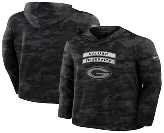 Men's Green Bay Packers Black 2026 Salute to Service Sideline Lightweight Hoodie Long Sleeve Top
