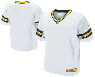 Men's Green Bay Packers Blank White With Gold Stitched NFL Nike Elite Jersey