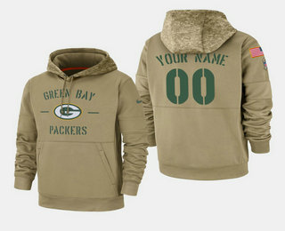 Men's Green Bay Packers Custom 2019 Salute to Service Sideline Therma Pullover Hoodie