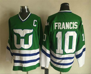 Men's Hartford Whalers #10 Ron Francis 1995-96 Green CCM Vintage Throwback Jersey