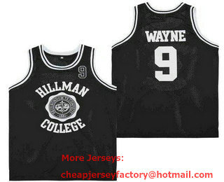 Men's Hillman College #9 Dwayne Wayne Black College Basketball Jersey