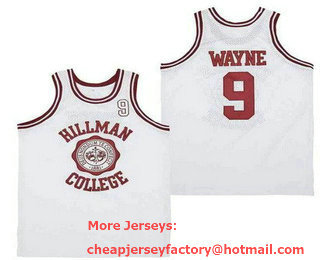 Men's Hillman College #9 Dwayne Wayne White College Basketball Jersey