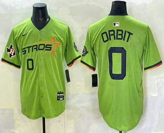 Men's Houston Astros #0 Orbit Green 2025 City Connect Limited Stitched Jersey