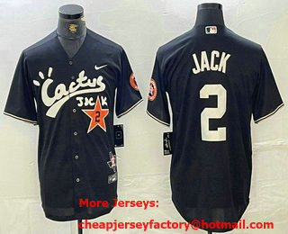 Men's Houston Astros #2 Alex Bregman Black Cactus Jack Vapor Premier Stitched Baseball Jersey