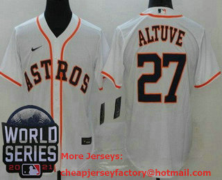 Men's Houston Astros #27 Jose Altuve White 2021 World Series Stitched Cool Base Nike Jersey