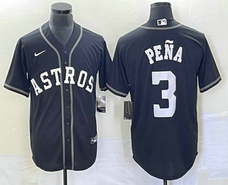 Men's Houston Astros #3 Jeremy Pena Black Cool Base Stitched Jersey