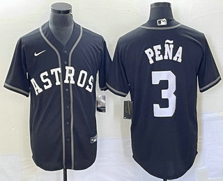 Men's Houston Astros #3 Jeremy Pena Black Lights Out Limited Stitched Jersey