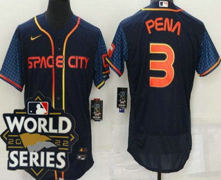 Men's Houston Astros #3 Jeremy Pena Navy City 2022 World Series Authentic Jersey