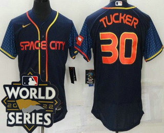 Men's Houston Astros #30 Kyle Tucker Navy City 2022 World Series Authentic Jersey