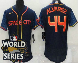 Men's Houston Astros #44 Yordan Alvarez Navy City 2022 World Series Authentic Jersey