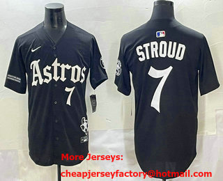 Men's Houston Astros #7 CJ Stroud Number Black Cool Base Stitched Jersey