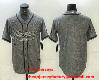 Men's Houston Astros Blank Grey Gridiron Cool Base Stitched Baseball Jersey 11