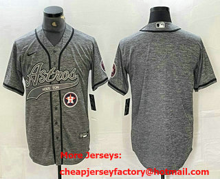 Men's Houston Astros Blank Grey Gridiron Cool Base Stitched Baseball Jersey 12