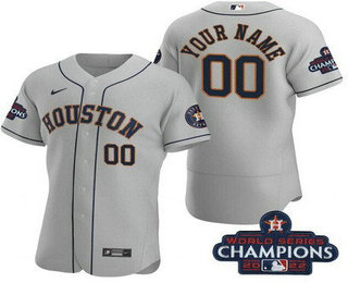 Men's Houston Astros Customized Gray 2022 World Series Champions Authentic Jersey