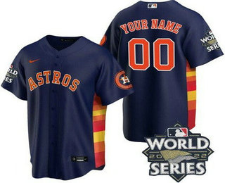 Men's Houston Astros Customized Navy Team Logo 2022 World Series Cool Base Jersey