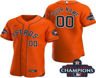 Men's Houston Astros Customized Orange 2022 World Series Champions Authentic Jersey