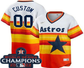 Men's Houston Astros Customized Orange 2022 World Series Champions Cooperstown Cool Base Jersey
