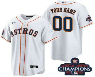 Men's Houston Astros Customized White 2022 World Series Champions Cool Base Jersey