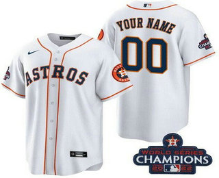 Men's Houston Astros Customized White 2022 World Series Champions Team Logo Cool Base Jersey