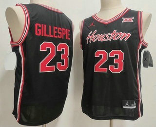 Men's Houston Cougars #23 Delrecco Gillespie Black Houston College Basketball Jersey