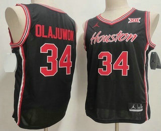 Men's Houston Cougars #34 Hakeem Olajuwon Black Houston College Basketball Jersey