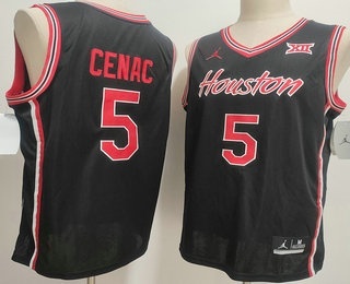 Men's Houston Cougars #5 Chris Cenac Jr Black College Basketball Jersey
