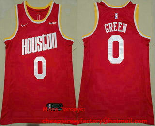 Men's Houston Rockets #0 Jalen Green New Red 2019 Nike Hardwood Classics Stitched Jersey With The Sponsor
