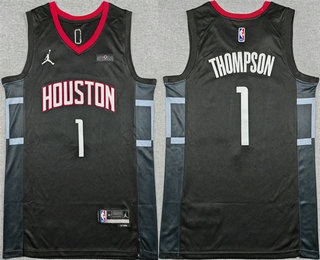 Men's Houston Rockets #1 Amen Thompson Black Statement Sponsor Swingman Jersey