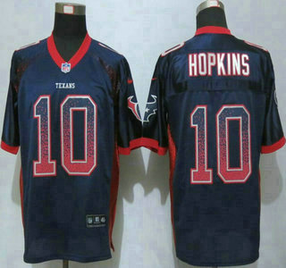 Men's Houston Texans #10 DeAndre Hopkins Nike Drift Fashion Blue Elite Jersey