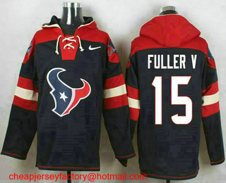 Men's Houston Texans #15 Will Fuller V Navy Blue Player Pullover Hoodie